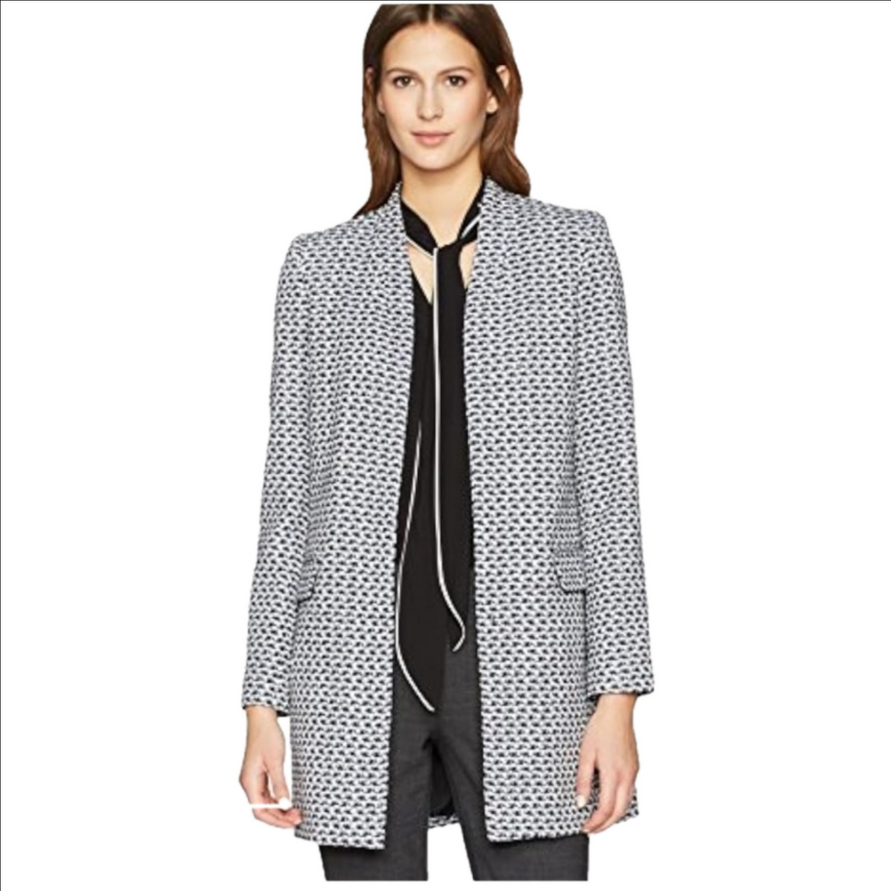 CALVIN KLEIN Elegant Blue, Black and White Tweed JACKET